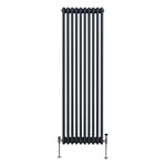 Radiateur Traditionnel à Triple Colonne 1800 x 472 mm, Chauffage Moderne Vertical en Acier au Carbone Gris Anthracite Mat, Cuisine Salon Salle de Bain [Brosse, Attaches Murales & Supports INCLUS]