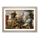 Big Box Art The Wolf and The Fox by Peter Paul Rubens Framed Wall Art Picture Print Ready to Hang, Oak A2 (62 x 45 cm)