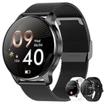 Erkwei Montre Connectée Femme avec Appel Bluetooth Assistants AI 1.32" Smartwatch SpO2 Fréquence Cardiaque Sommeil Lecteur Musique Podomètre Calorie 3 Bracelet Sprot Montre Connectée pour Android iOS