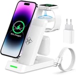 Chargeur Induction Iphone Charge Rapide Pour Iphone 14/13/12/11 Pro Max/X/Xr/8/7/6,Chargeur Sans Fil Iphone Chargeur 3 En 1 Station De Charge Pour Apple Watch Serie 9/8/7/6/Se/5/4/3/2,Airpods 2/3/Pro