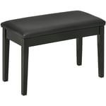 Banquette tabouret siège pour piano avec coffre de rangement pied bois hévéa revêtement synthétique noir