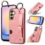 samsung Samsung Galaxy A25 5G Hand Strap PU Card Case Pink