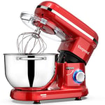 Stand Mixer, Vospeed Food Mixer Dough Blender, 6.2L 1500W Electric Cake Mixer with Bowl, Beater, Hook, Whisk, Egg Separator & Silicone Spatula, Dishwasher Safe (Red)