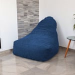 Pouf fauteuil XXL d'intérieur en tissu sherpa - 120x70x90 cm - Bleu pétrole