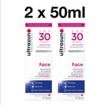 Ultrasun FACE 30 Moisturising Anti-Ageing SPF 30 Sun Protection 2 x 50ml