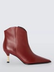 John Lewis Panam Leather Metal Heel Dressy Ankle Boots, Rhubarb