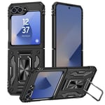 Fodral till Samsung Galaxy Z Flip 6 - AVIZAR - Skin ArmoRing - Stötsäker - Ringstöd - Svart Svart