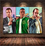 meilishop Print On Canvas Grand Theft Auto V Game Poster Gta 5 Canvas Art Print Painting Wall Pictures For Room Home Wall Decor B220 (40X50Cm) Without Farme