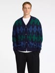 SELECTED HOMME Argyle Knit Cardigan, Sky Captain/Multi