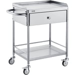 Vevor - Chariot de Laboratoire a 2 Etages Chariot a Service Medical 71x42x78,5 cm Desserte en Inox avec Tiroir Charge 100 kg Deplacement Silencieux