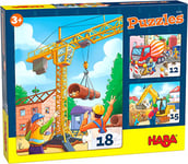 HABA - Puzzles Engins de Chantier - Dès 3 Ans 305883 Coloré