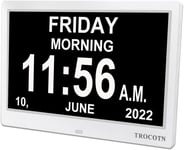 TROCOTN dementia clock, digital clock with date and day for 10 Inch, White 