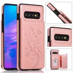 Samsung S10 Stöttåligt Skal Korthållare 3-FACK Flippr V2 Rosa guld