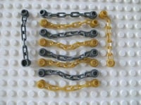 LEGO 10 short (5 links long) chains, 5 golden and 5 dark grey