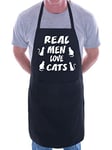 Print4U Real Men Love Cats BBQ Cooking Funny Novelty Apron Black