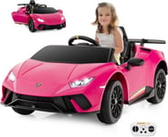 Lamborghini 12V Voiture Electrique Enfants 1 Places Vehicules Electrique Enfants 3 Vitesses Son Télécommande Rose