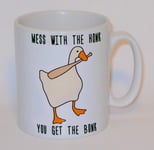 Goose Game Mess With The Honk You Get The Bonk Ceramic Mug Funny Novelty Gift