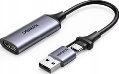 Ugreen Cm489 40189 Hdmi-Adapter (Hun) - Usb-A / Usb-C (Hann) - Grå