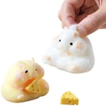 Söt hamster kläm leksak silikon klämma dekompressionsleksak fidget sensorisk White+Yellow 2Pc