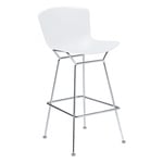 Knoll - Bertoia Plastic Bar Stool, sitthöjd 74,6 cm, underrede i Krom, Vit sits - Barstolar - Harry Bertoia - Vit - Metall/Plast