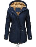 Vancavoo Womens Parka Winter Coats Hooded Coat Fleece Lined Jacket Ladies Arctic Velvet Outdoor Warm Hoodies zip up Sweatshirt Windbreaker Hoodies Cotton Outwear with Pockets(Navy,M)