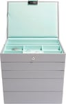 Dove Grey Mint Green Jewellery Box Set of 5, Classic Medium Storage Organizer