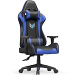 Fauteuil Gamer Ergonomique - Rattantree Siège Gamer avec appui-tête et oreiller lombaires - Inclinable 90 °-155 ° - Noir et Bleu