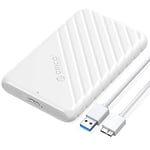 ORICO Boitier Disque Dur 2.5'', USB 3.0 Boitier Externe Disque 5Gbps pour SATA HDD et SSD de 2,5'' et 7/9.5 mm, accélération UASP, Trim, sans Outils(Blanc)