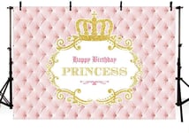 Nouvelle Princesse Anniversaire Photo Studio Booth Fond Rose tête de lit Fille Couronne d'or Joyeux Anniversaire Photographie décors bannière pour gâteau Fournitures de Table 7 x 5 Pieds