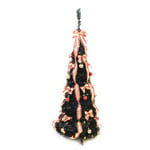 WeRChristmas 5 ft Pre-Lit Pop Up Christmas Tree with Ribbon and Bauble Decorations, Black/ Red/ Gold