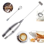 Milk Frother Handheld Battery Operated Frother for Milk Foam Maker Durable Drink Mixer Stainless Steel Whisk