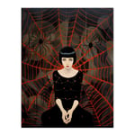 Arachnophilia Oil Painting Black Red Woman and Arachnid Spider Friends Halloween Conceptual Unframed Wall Art Print Poster Home Decor Premium