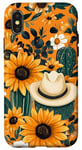 Coque pour iPhone X/XS Orange Pop Art Floral Western Boho Léopard Tournesols Cactus