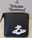 Vivienne Westwood Wallet black leather MELIH Zip Around Orb CC Coins Notes New