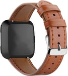 Simpleas Leather Band compatible with Fitbit Versa, Genuine Leather Watches Strap (Brown)