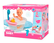 Simba- New Born Baignoire pour bébé avec Douche, Pompe et Canard de Bain, 30-43 cm, 32,5 cm, Accessoire de poupée, à partir de 3 Ans, 105560512