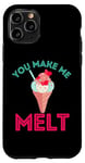 Coque pour iPhone 11 Pro You Make Me Melt Cône de crème glacée en forme de cœur pour la Saint-Valentin