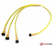 Shakmods 4 pin PWM Fan to 3 ways Y Splitter 60cm Yellow Sleeved Extension Cable