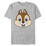 Disney Mickey & Friends Chip Big Face Organic Short Sleeve T-Shirt, Grey (Grey Blend), S