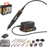 WORX - MAKERX - Outil rotatif multifonction brushless sans fil 20V - Pour poncer, gravir, polir, découper,etc - WX739 (Livré avec batterie, chargeur et Hub, 20 accessoires - Vitesse 5000-35000 tr/min)