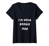 Womens FUNNY SCARY TSHIRT. I'M YOUR BOOGIE MAN. HALLOWEEN, SCARED V-Neck T-Shirt