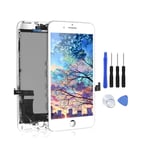 ECRAN LCD POUR IPHONE 7 PLUS BLANC + VITRE TACTILE SUR CHASSIS + KIT OUTILS