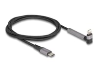 Delock - Lightning-Kabel - 24 Pin Usb-C Hane Rak Till Lightning Hane Vinklad - 1.5 M - Mfi-Certifierad - Gråsvart - Snabbladdning, Up To 480 Mbps, Ladda Och Synka