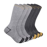 Cat Men's 3-Pack Half Cushioned Crew Socks, Light Grey/Heather Grey (6 Pack), Large (Pack of 6)