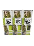 3 x L'OREAL HAIR DYE COLORISTA WASHOUT PAINT SEMI PERMANENT  - LIME GREEN NEON