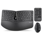 Perixx PERIDUO-606A Wireless Ergonomic Keyboard Set - Compact Split Design with Vertical Mouse and External Numeric Keypad - Adjustable Typing Angles - UK QWERTY