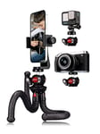 Lammcou Phone Tripod Flexible, Octopus Camera Gorrila Pod Bendy Legs Grip, With Vertical & Portrait Mobile Holder & Go Pro Mount, Handheld Portable Flexi Tripods Stand for Phones, Webcam, Camcorder