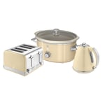 Swan Retro Triple Pack Cream - 1.5L Kettle, 4 Slice Toaster & 3.5L Slow Cooker