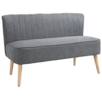 2-Sits Tygsoffa Stoppad Soffa Sittgrupp Lounge Soffa Träskum Ljusgrå 117 X 56,5 X 77 Cm