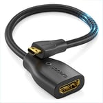 Sonero Adaptateur Portsaver Micro HDMI vers HDMI 4K, Premium High Speed, fiche Micro HDMI D vers Prise HDMI A, Contacts plaqués Or, Double Blindage, Gaine PVC, 0.15m